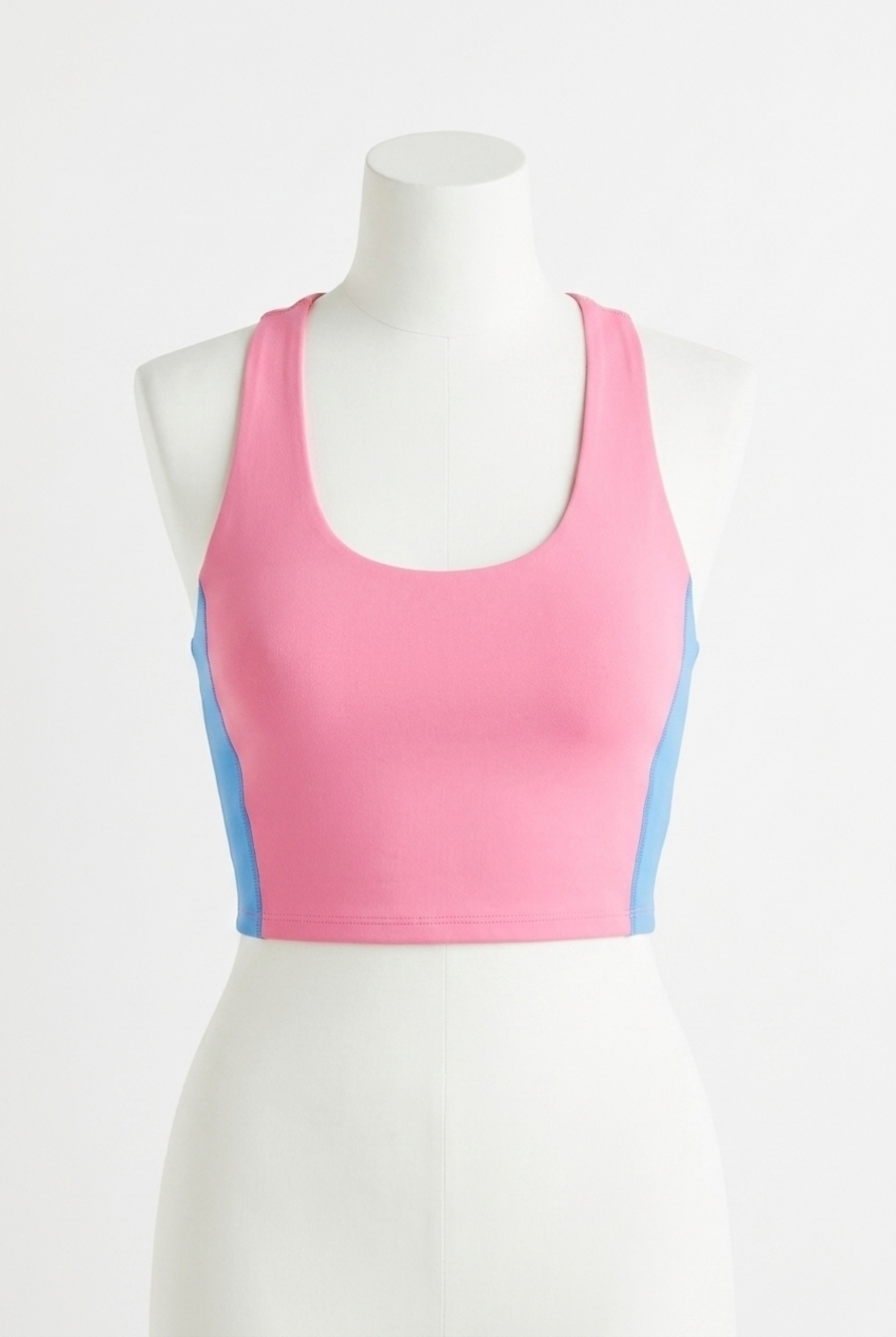 NEW BEACH RIOT yara racerback crop top in cosmos colorblock